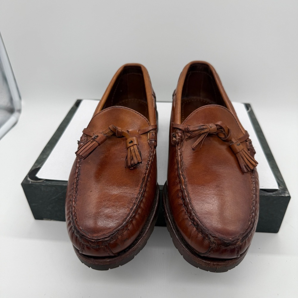 Allen Edmonds Kingfield Loafers Men's 7.5 D Brown Leather Tassel 42565 Lug Sole